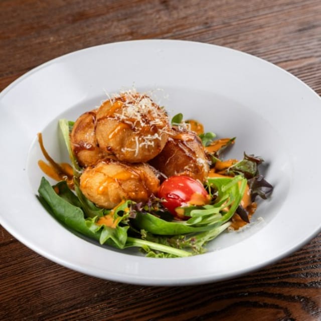 TAKOYAKI (fried octopus balls).