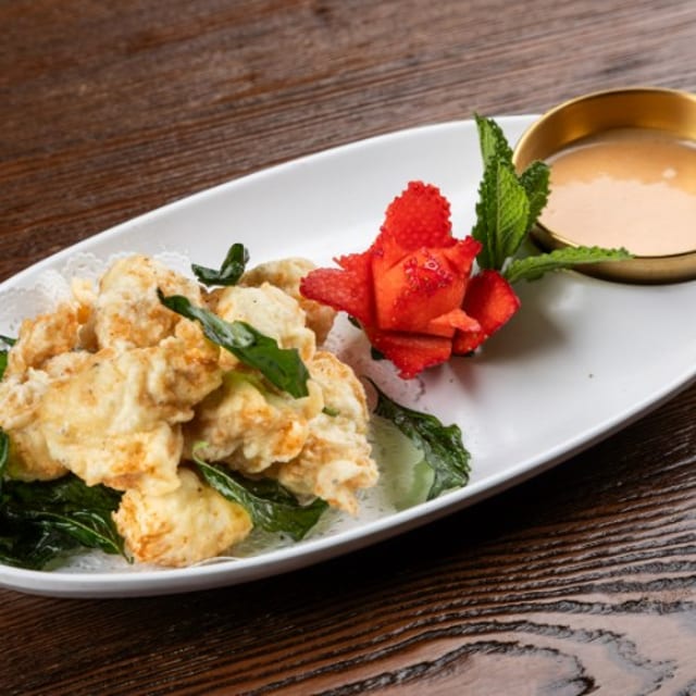Five Spice Tempura Chicken Nuggets.