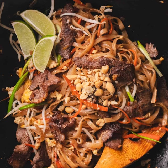 New York Striploin Steak Pad Thai.